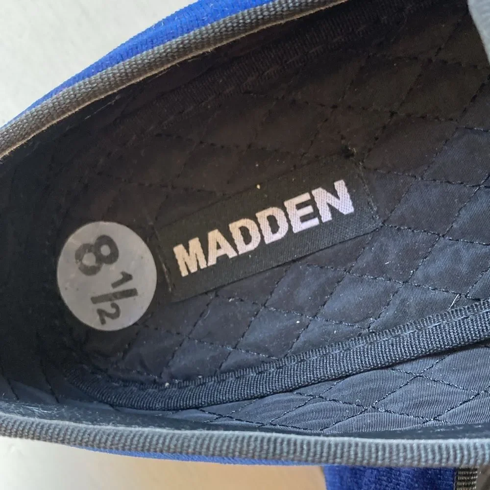 Madden Steve Madden Mens Slip-On Triumph Blue Velvet Smoking Loafers Men’s 8.5